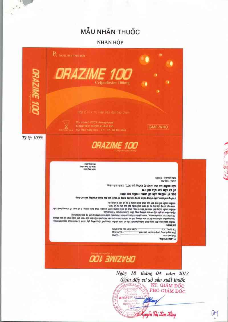 thông tin, cách dùng, giá thuốc Orazime 100 - ảnh 1