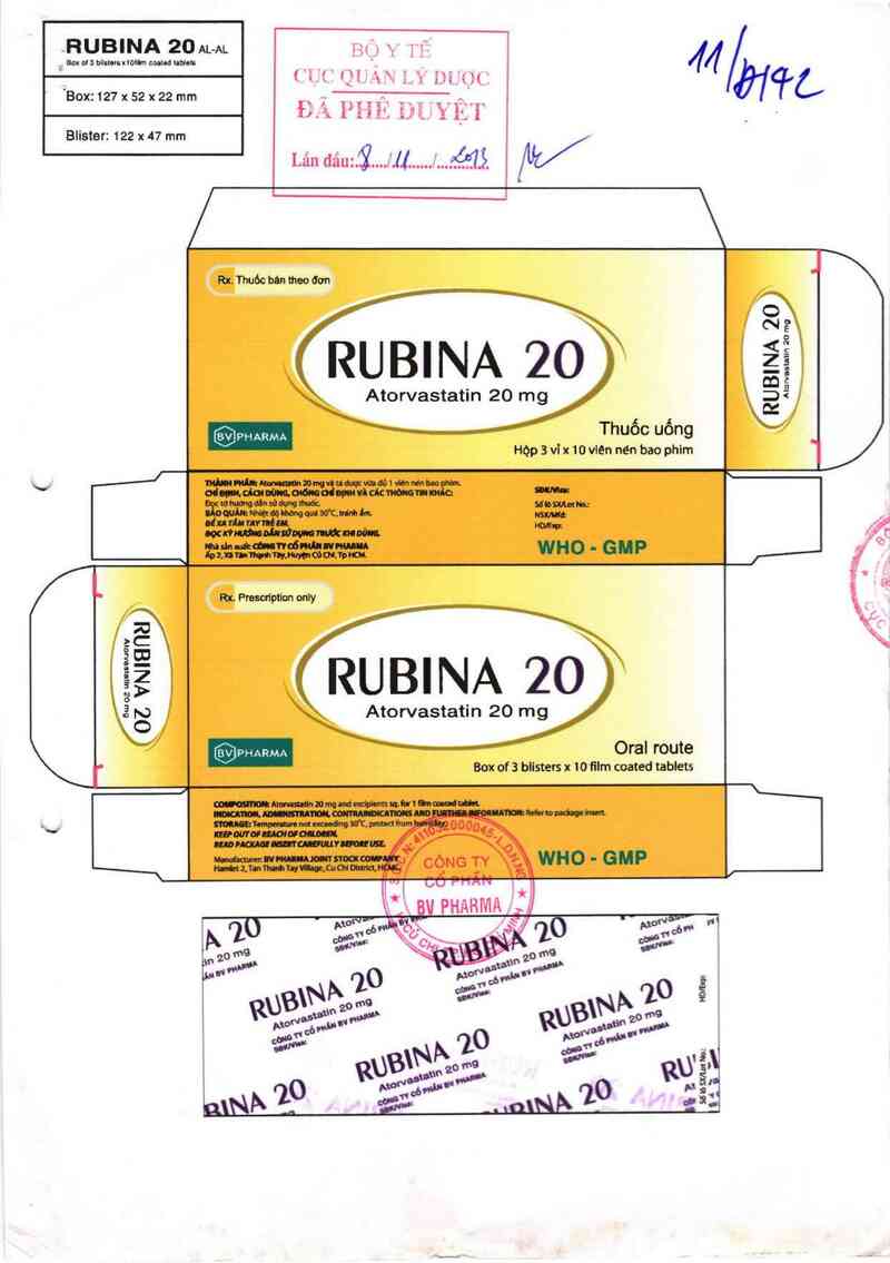 thông tin, cách dùng, giá thuốc Rubina 20 - ảnh 0