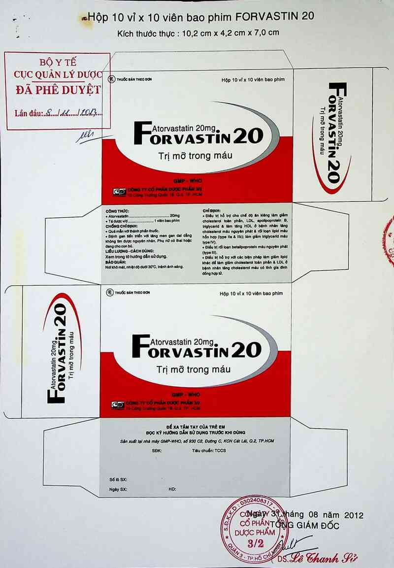 thông tin, cách dùng, giá thuốc Forvastin 20 - ảnh 0