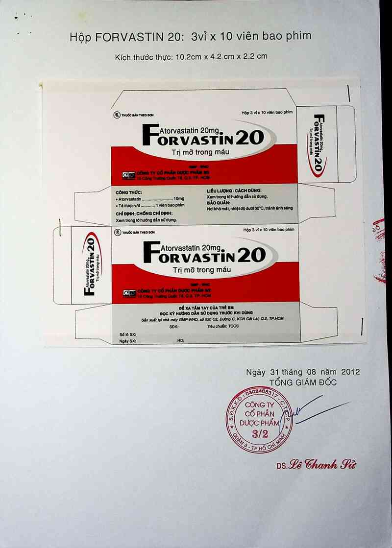 thông tin, cách dùng, giá thuốc Forvastin 20 - ảnh 1