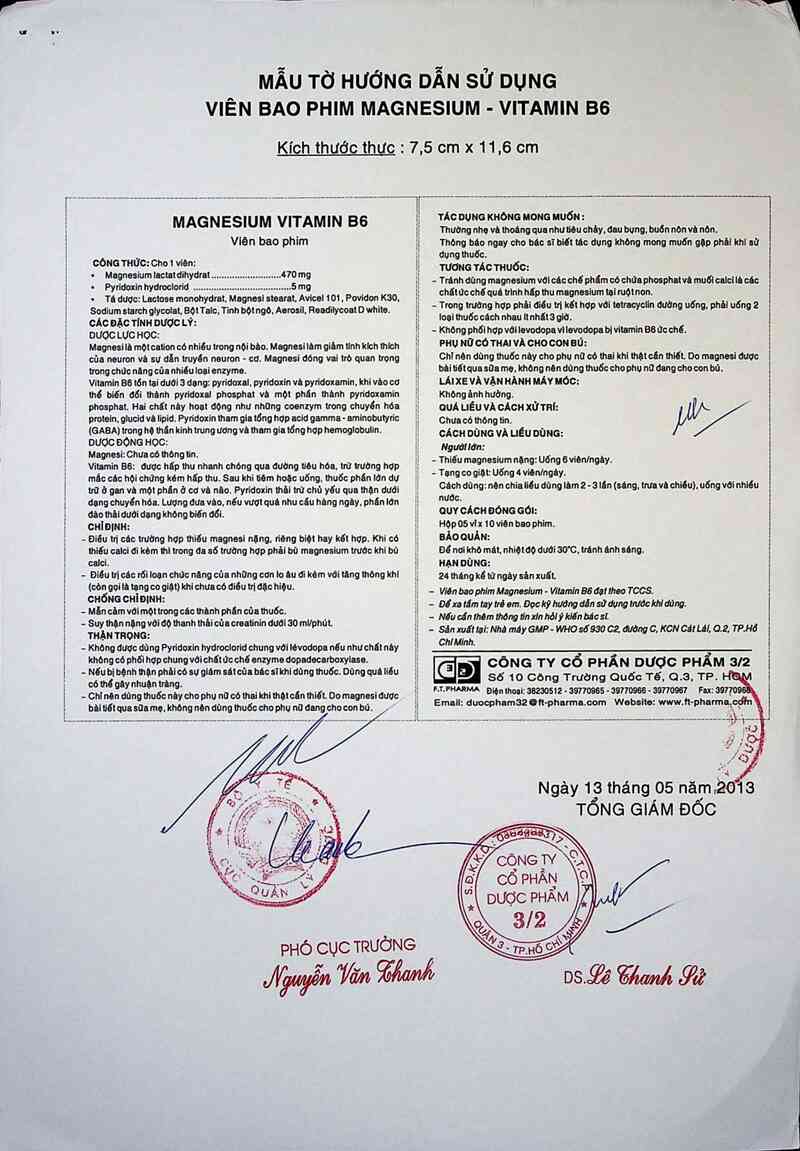thông tin, cách dùng, giá thuốc Magnesium - Vitamin B6 - ảnh 2