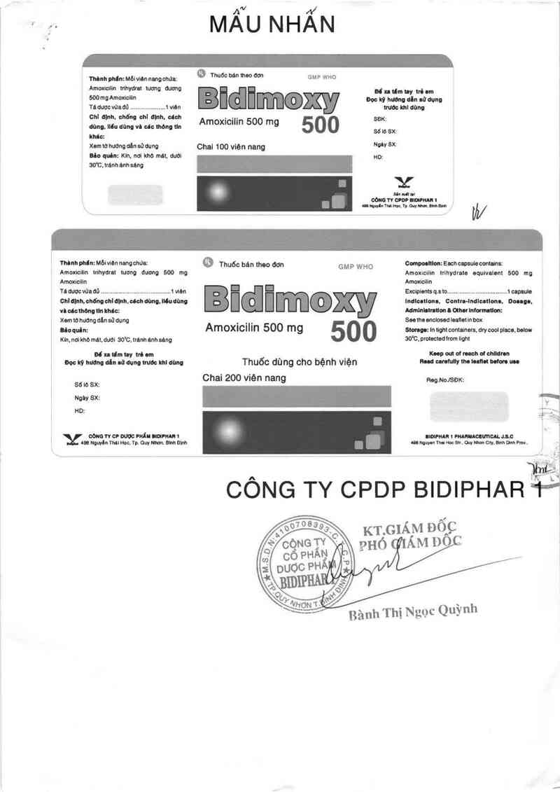thông tin, cách dùng, giá thuốc Bidimoxy 500 - ảnh 1