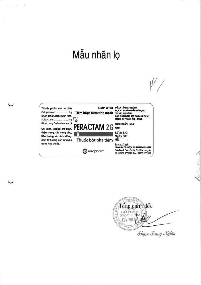 thông tin, cách dùng, giá thuốc Peractam 2g - ảnh 1