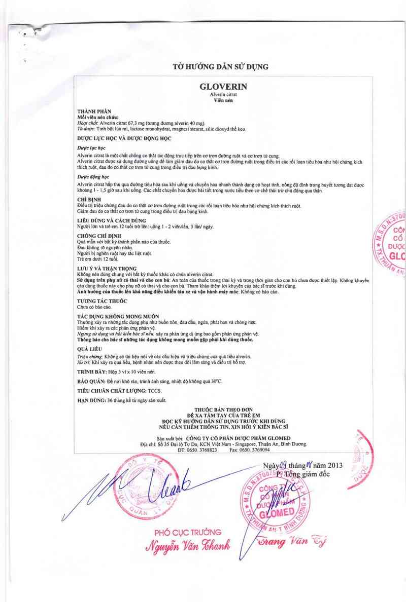 thông tin, cách dùng, giá thuốc Gloverin - ảnh 2