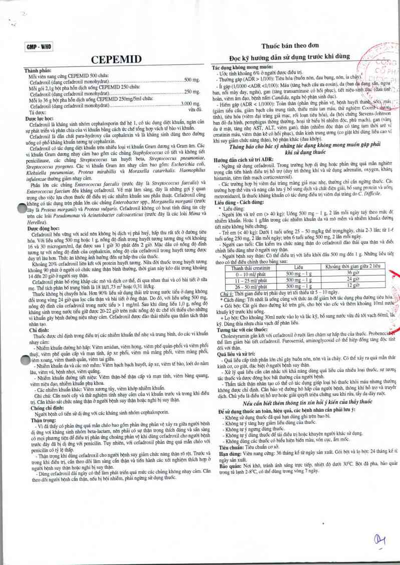 thông tin, cách dùng, giá thuốc Cepemid 500 - ảnh 3