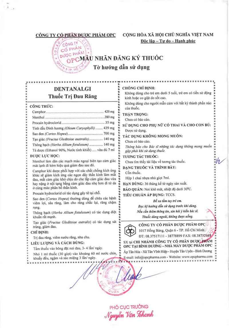 thông tin, cách dùng, giá thuốc Dentanalgi - ảnh 1