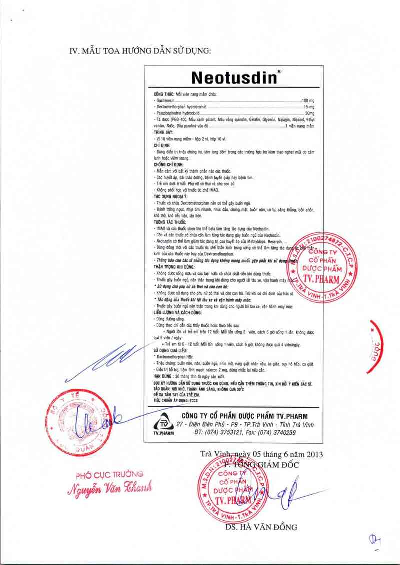 thông tin, cách dùng, giá thuốc Neotusdin - ảnh 3