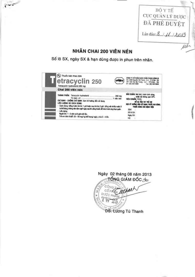 thông tin, cách dùng, giá thuốc Tetracyclin 250 mg - ảnh 0