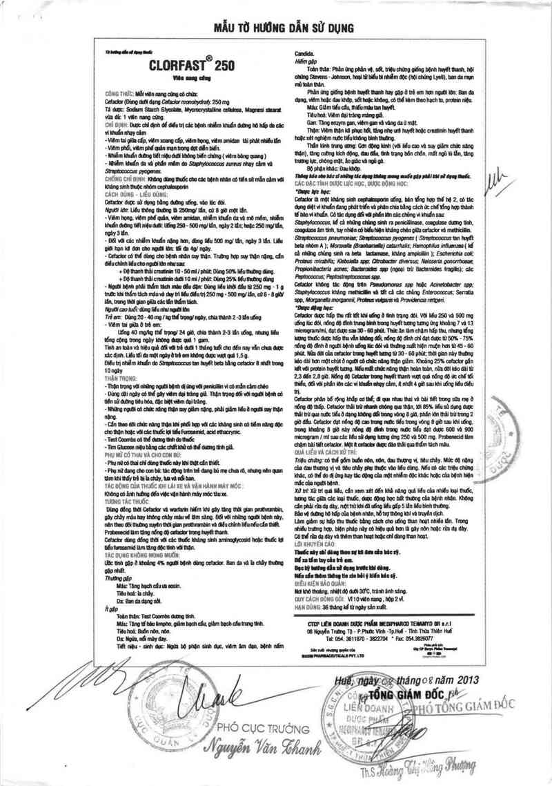 thông tin, cách dùng, giá thuốc Clorfast 250 - ảnh 2