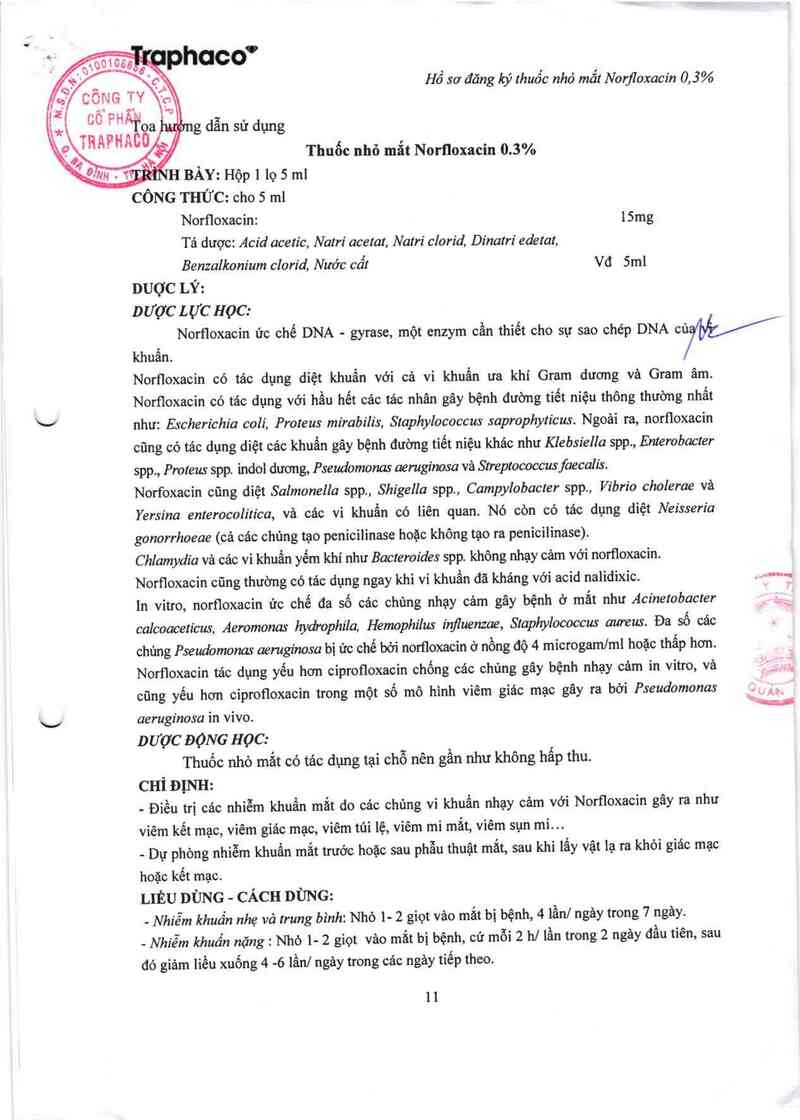 thông tin, cách dùng, giá thuốc Norfloxacin 0,3% - ảnh 1