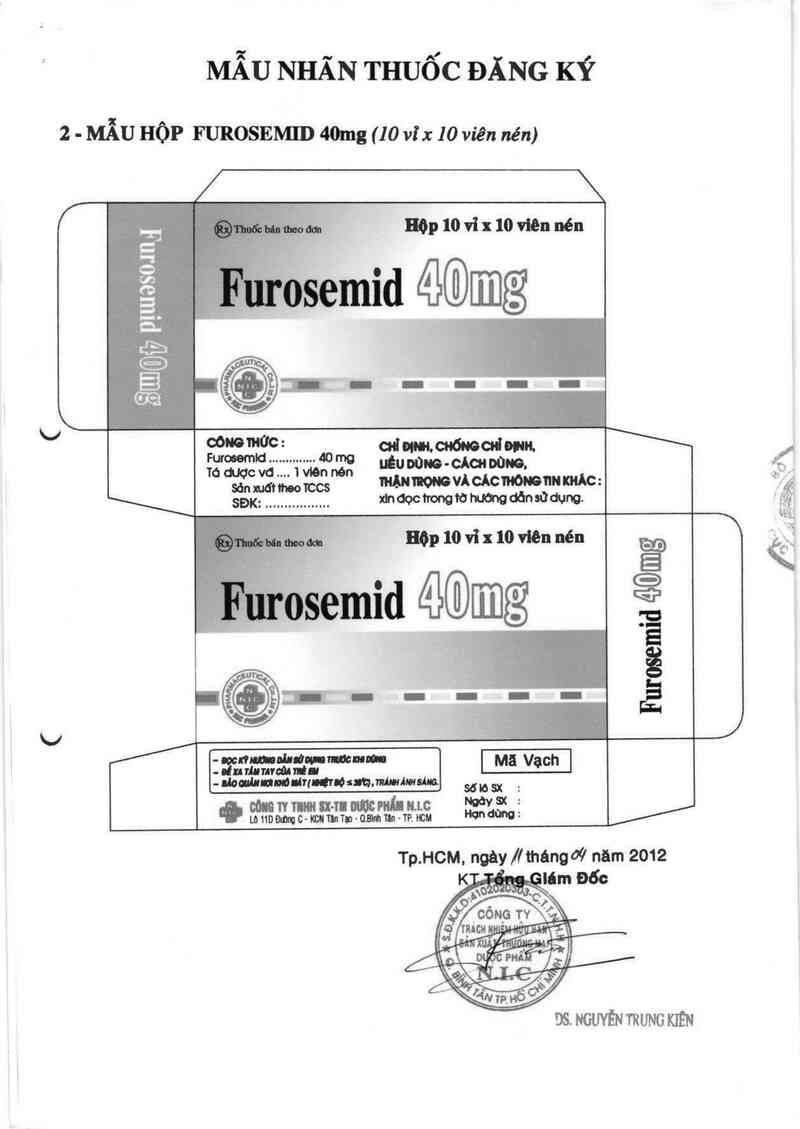 thông tin, cách dùng, giá thuốc Furosemid 40 mg - ảnh 1
