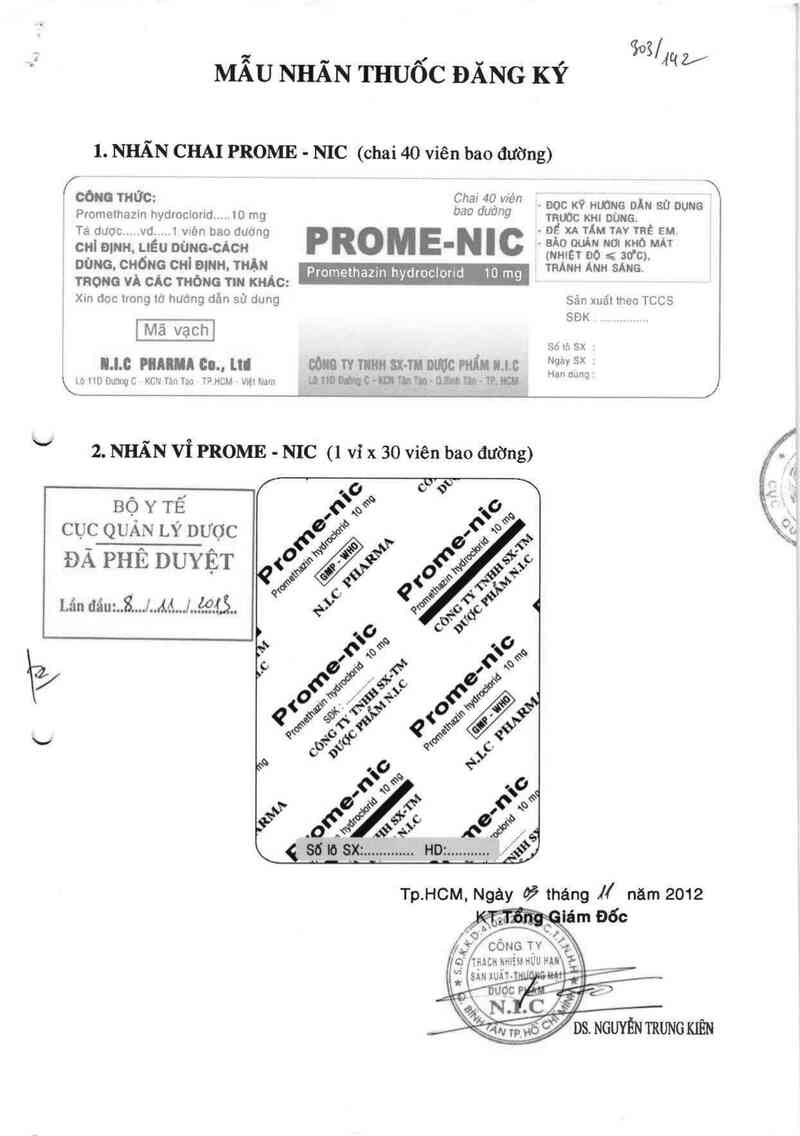 thông tin, cách dùng, giá thuốc Prome - Nic - ảnh 0
