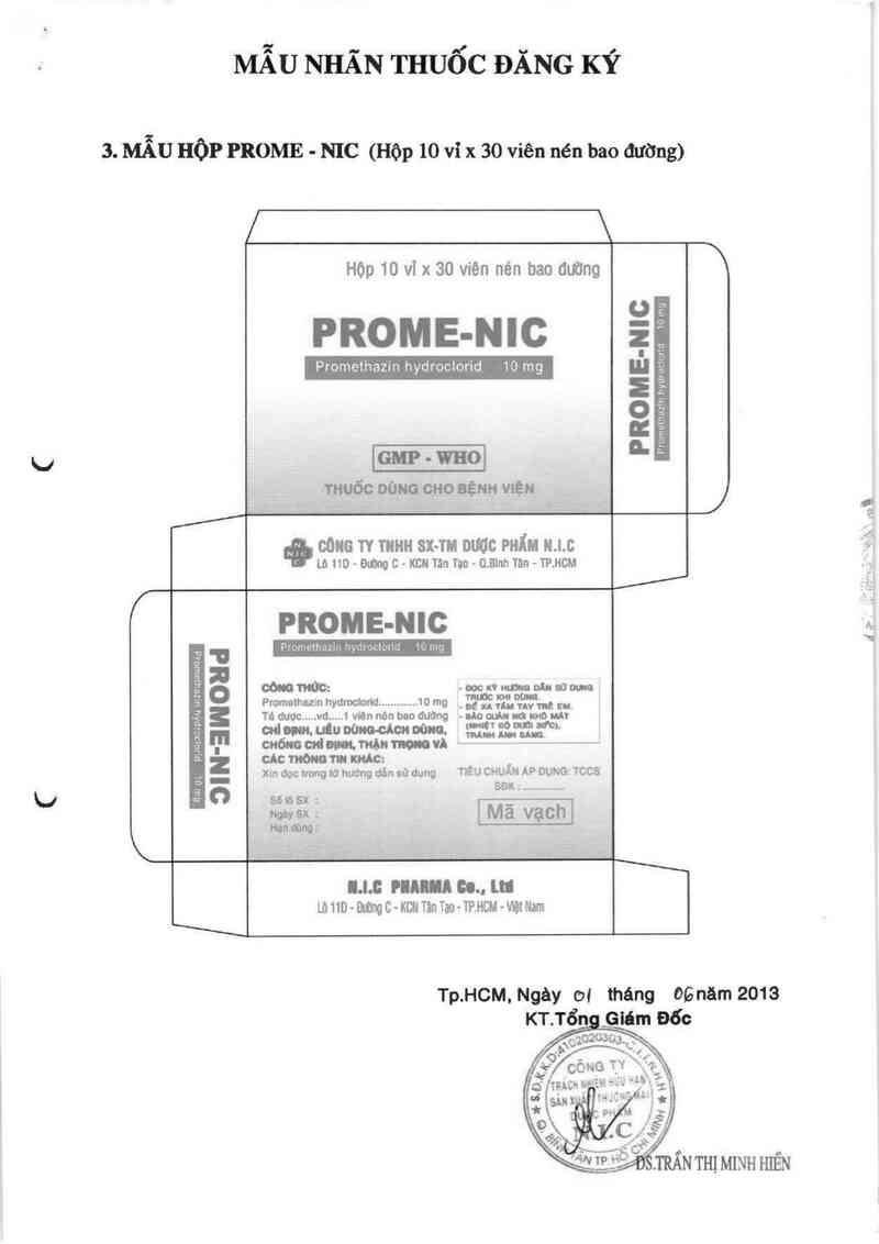 thông tin, cách dùng, giá thuốc Prome - Nic - ảnh 1