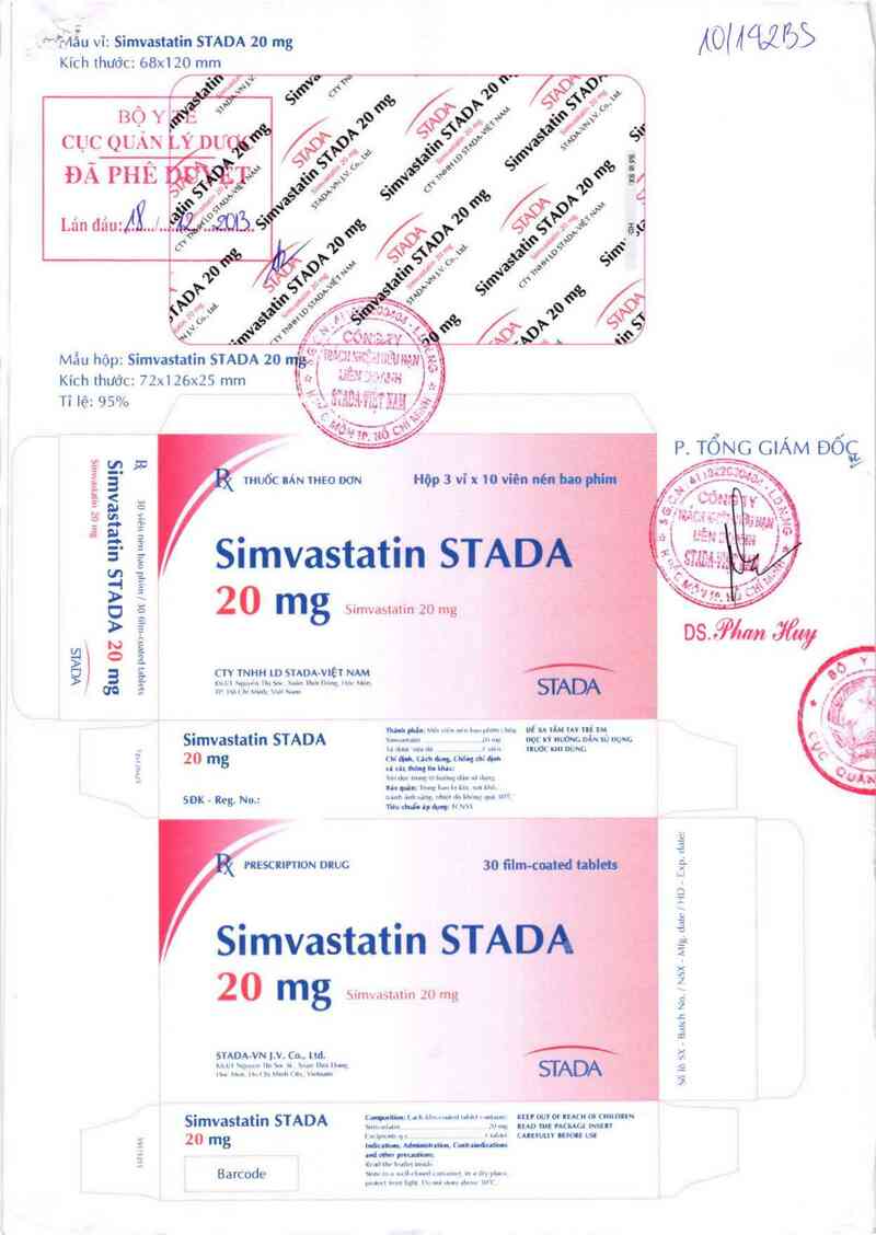 thông tin, cách dùng, giá thuốc Simvastatin Stada 20 mg - ảnh 0