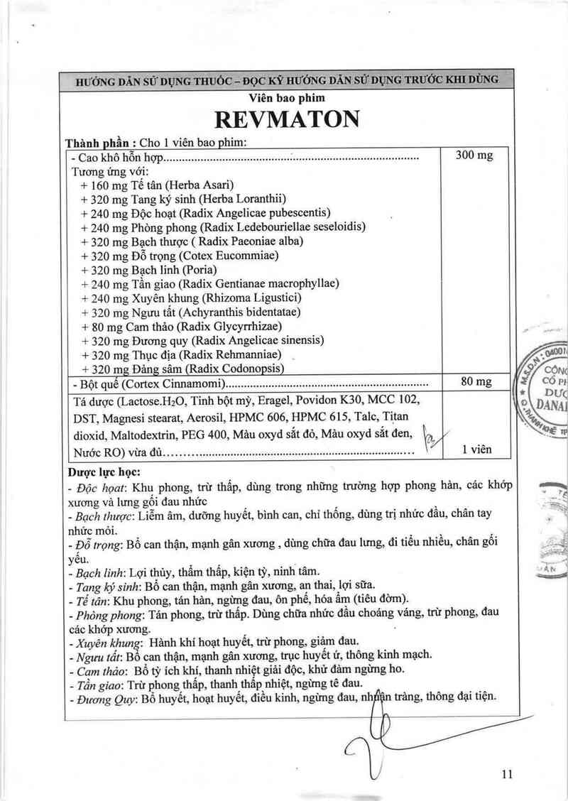 thông tin, cách dùng, giá thuốc Revmaton - ảnh 1