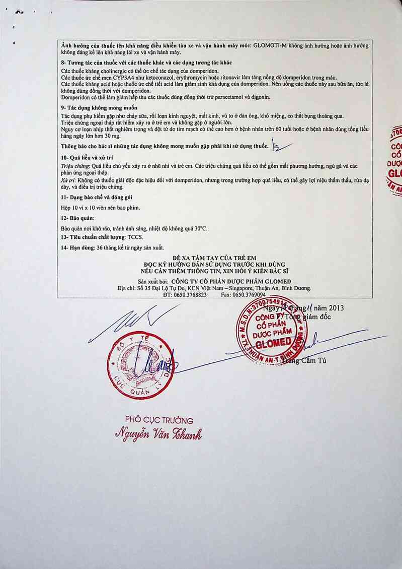 thông tin, cách dùng, giá thuốc Glomoti-M - ảnh 3