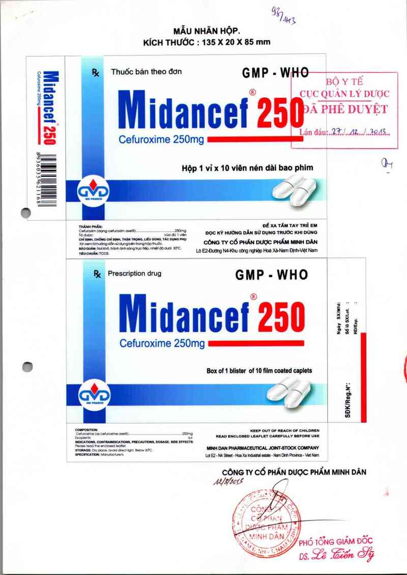 thông tin, cách dùng, giá thuốc Midancef 250 - ảnh 0