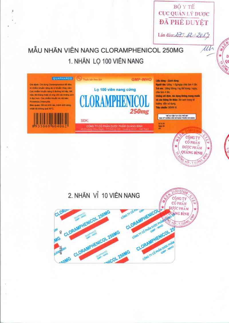 thông tin, cách dùng, giá thuốc Cloramphenicol 250 mg - ảnh 0