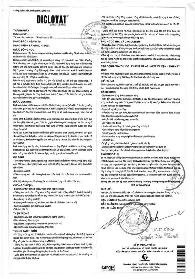 thông tin, cách dùng, giá thuốc Diclovat - ảnh 1