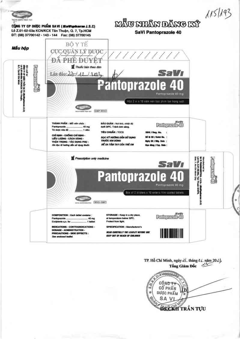 thông tin, cách dùng, giá thuốc SaVi Pantoprazole 40 - ảnh 0