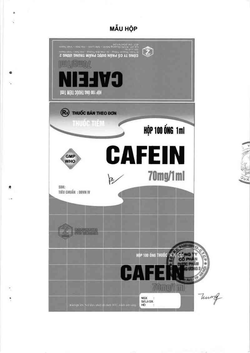thông tin, cách dùng, giá thuốc Cafein 70 mg/1 ml - ảnh 1