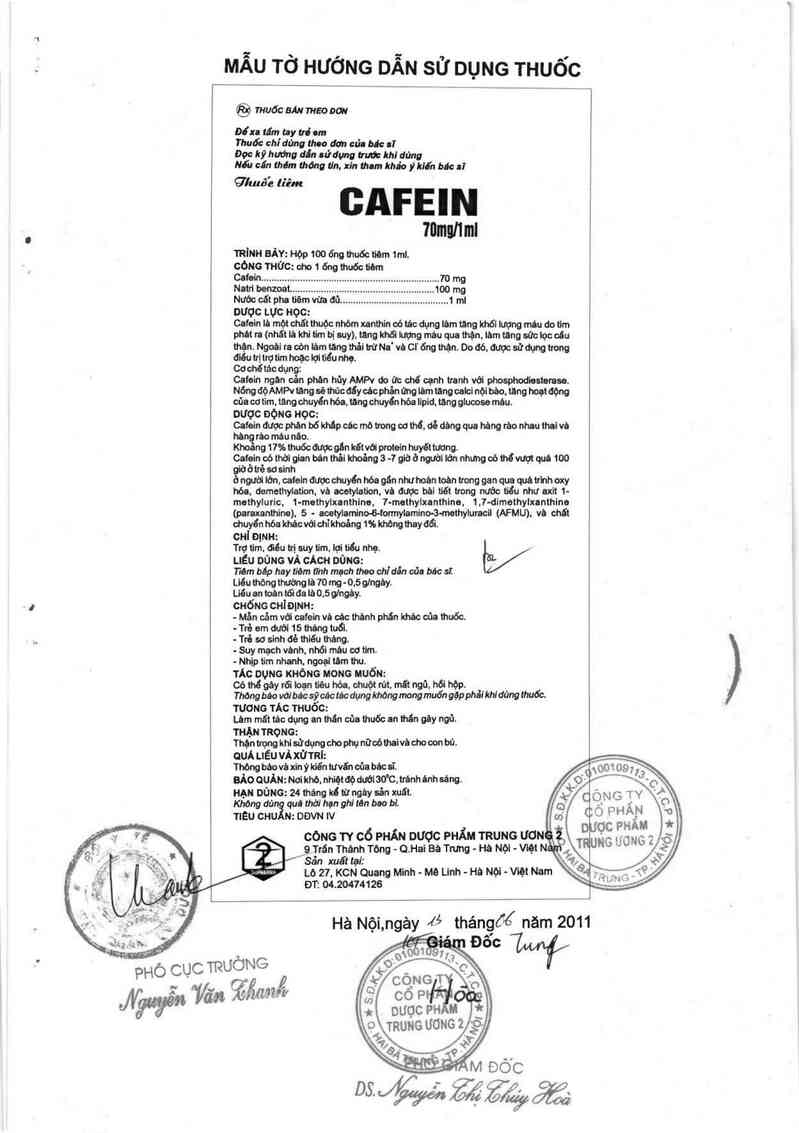 thông tin, cách dùng, giá thuốc Cafein 70 mg/1 ml - ảnh 3