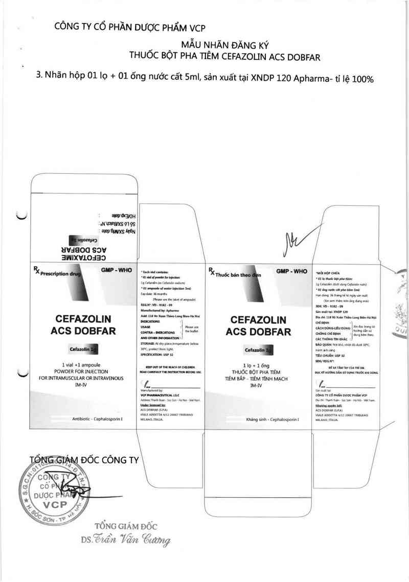 thông tin, cách dùng, giá thuốc Cefazolin ACS Dobfar - ảnh 1