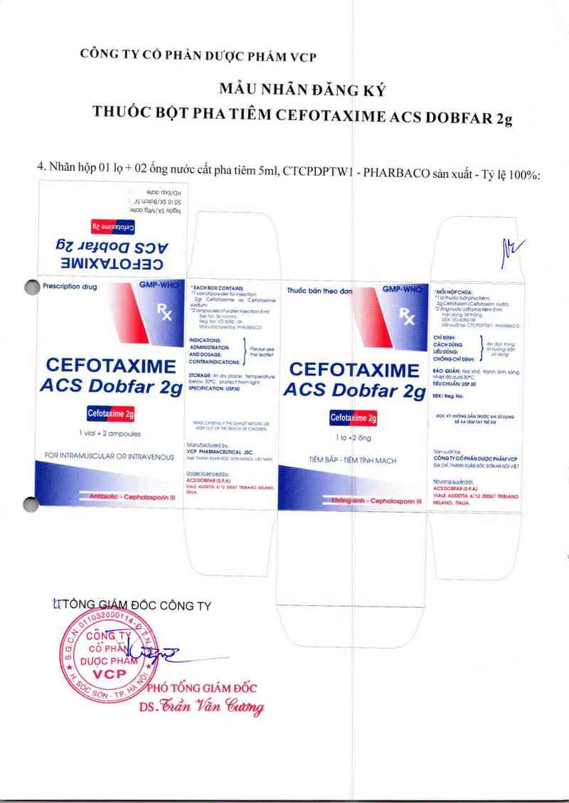 thông tin, cách dùng, giá thuốc Cefotaxime ACS Dobfar 2g - ảnh 2