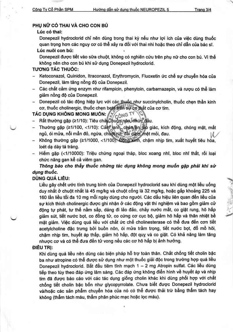 thông tin, cách dùng, giá thuốc Neuropezil 5 - ảnh 3