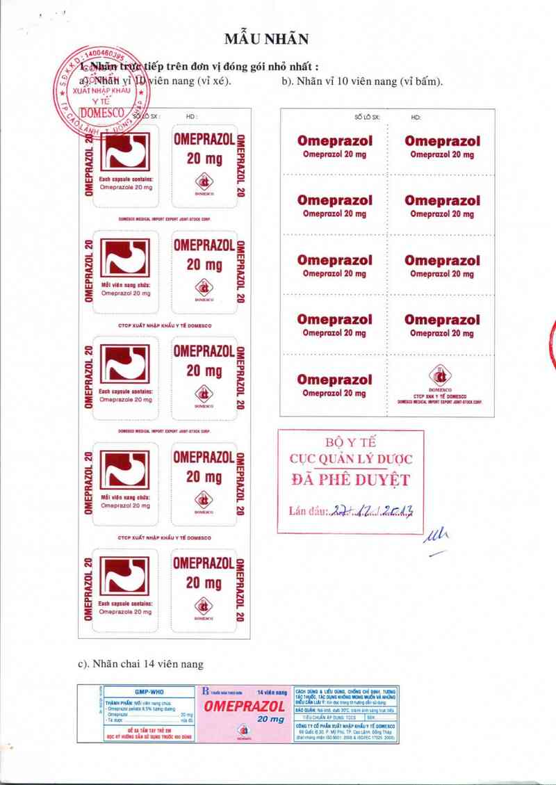thông tin, cách dùng, giá thuốc Omeprazol  20 mg - ảnh 0