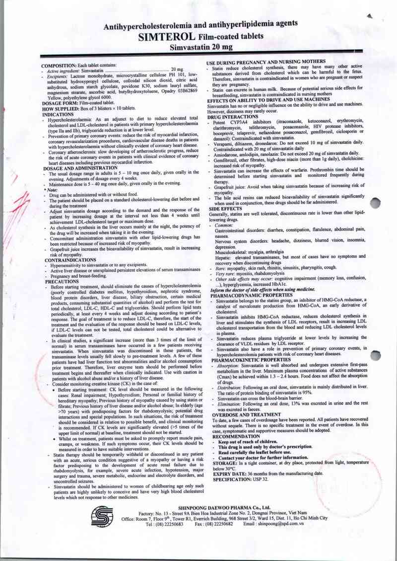thông tin, cách dùng, giá thuốc Simterol - ảnh 3