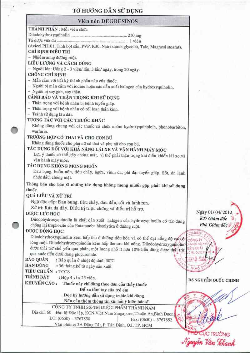 thông tin, cách dùng, giá thuốc Degresinos - ảnh 2