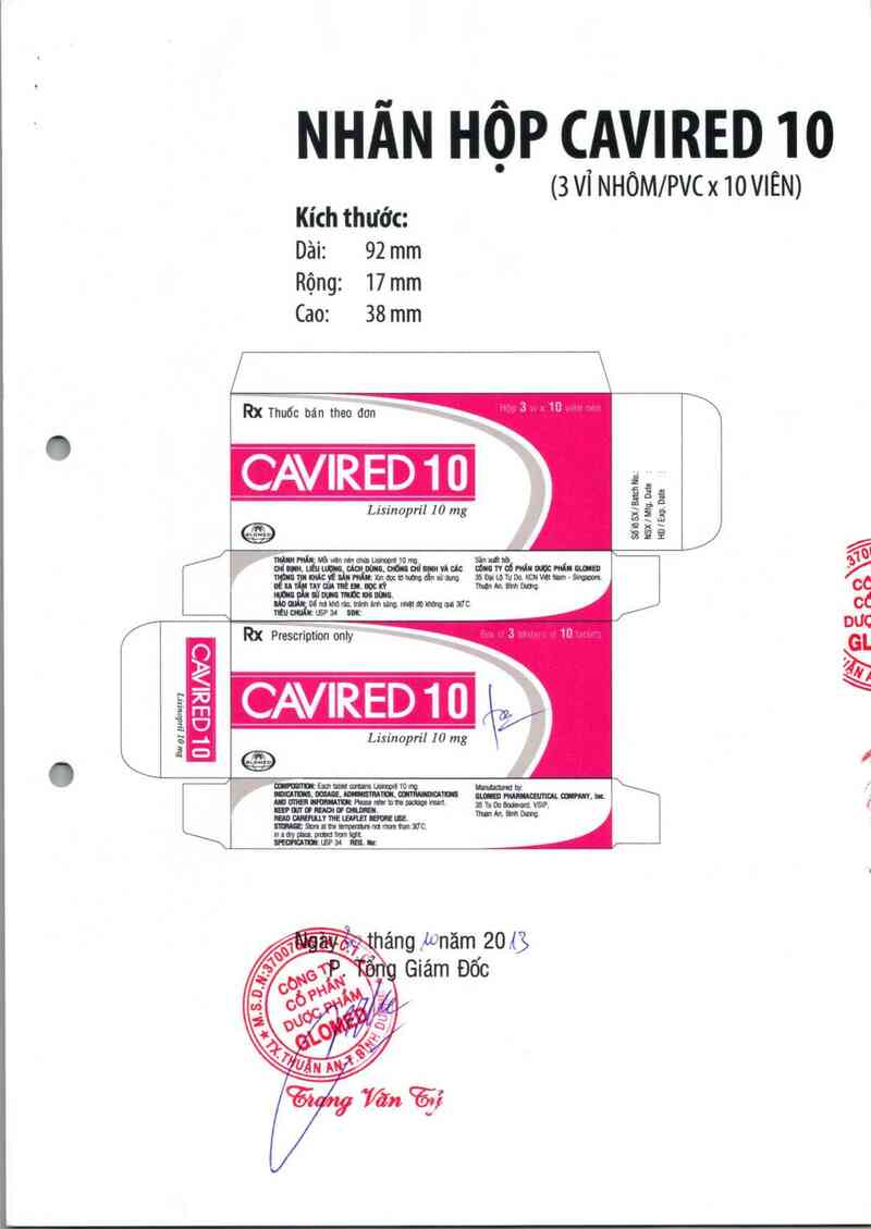 thông tin, cách dùng, giá thuốc Cavired 10 - ảnh 1