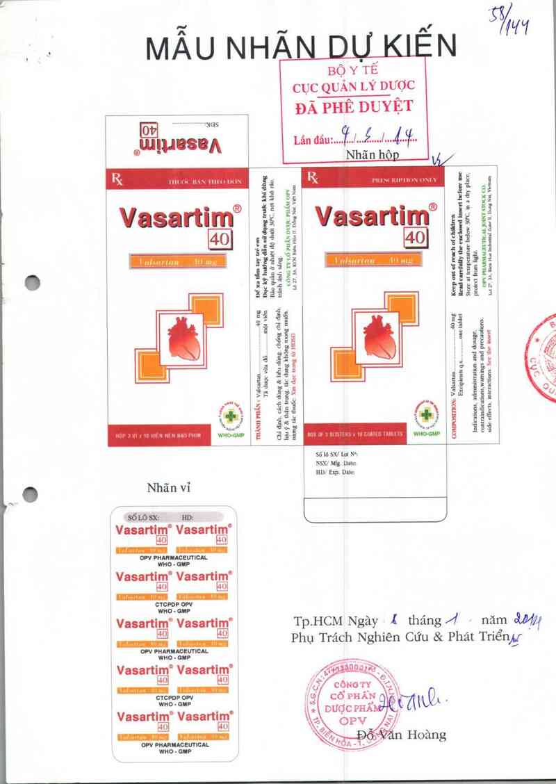 thông tin, cách dùng, giá thuốc Vasartim 40 - ảnh 0