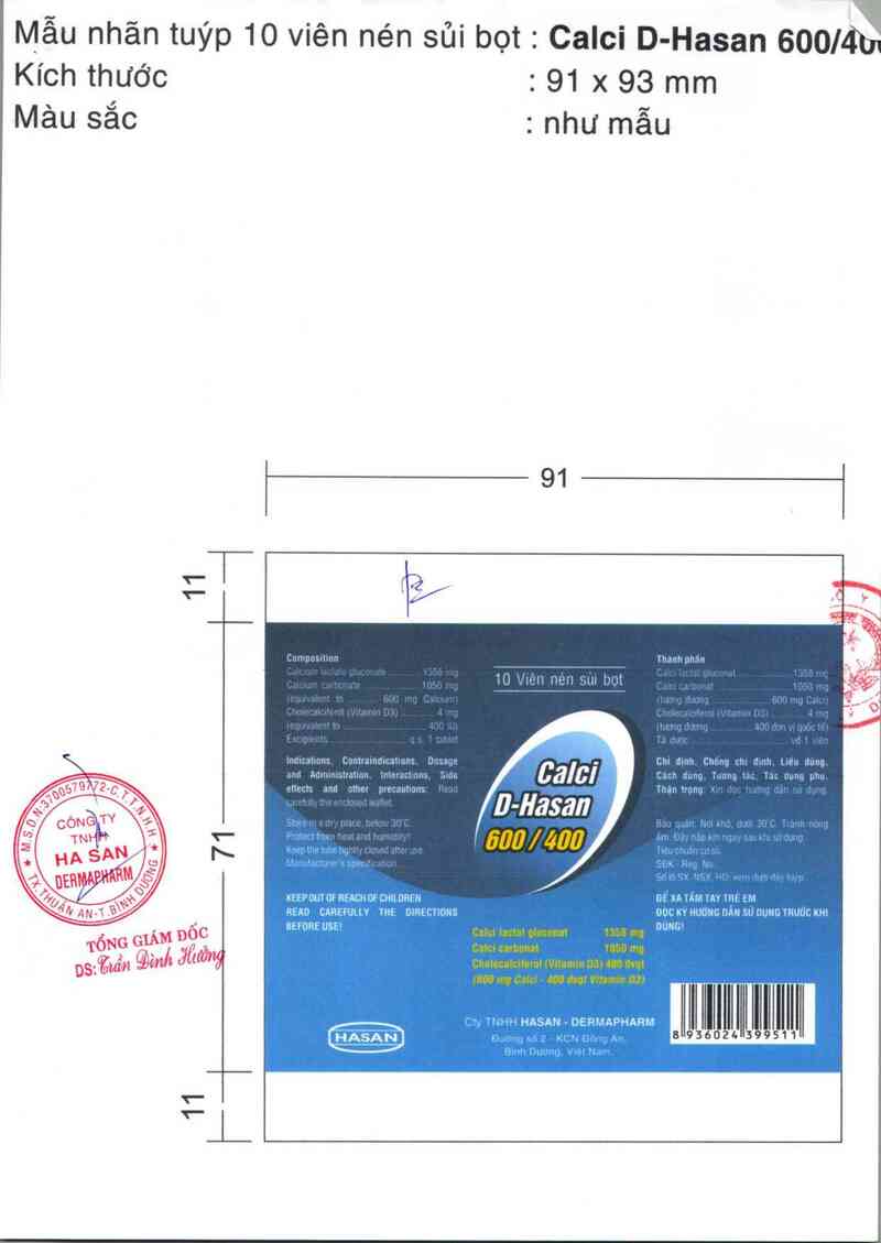 thông tin, cách dùng, giá thuốc Calci D-Hasan 600/400 - ảnh 1
