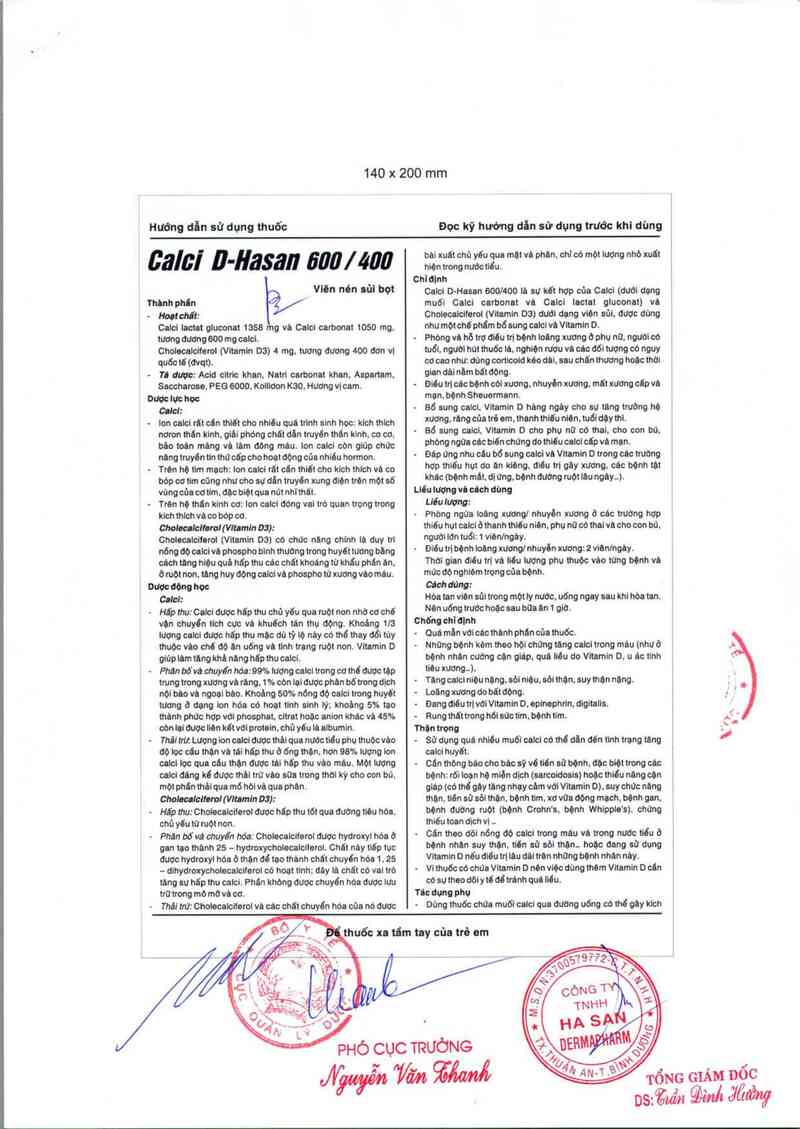 thông tin, cách dùng, giá thuốc Calci D-Hasan 600/400 - ảnh 2