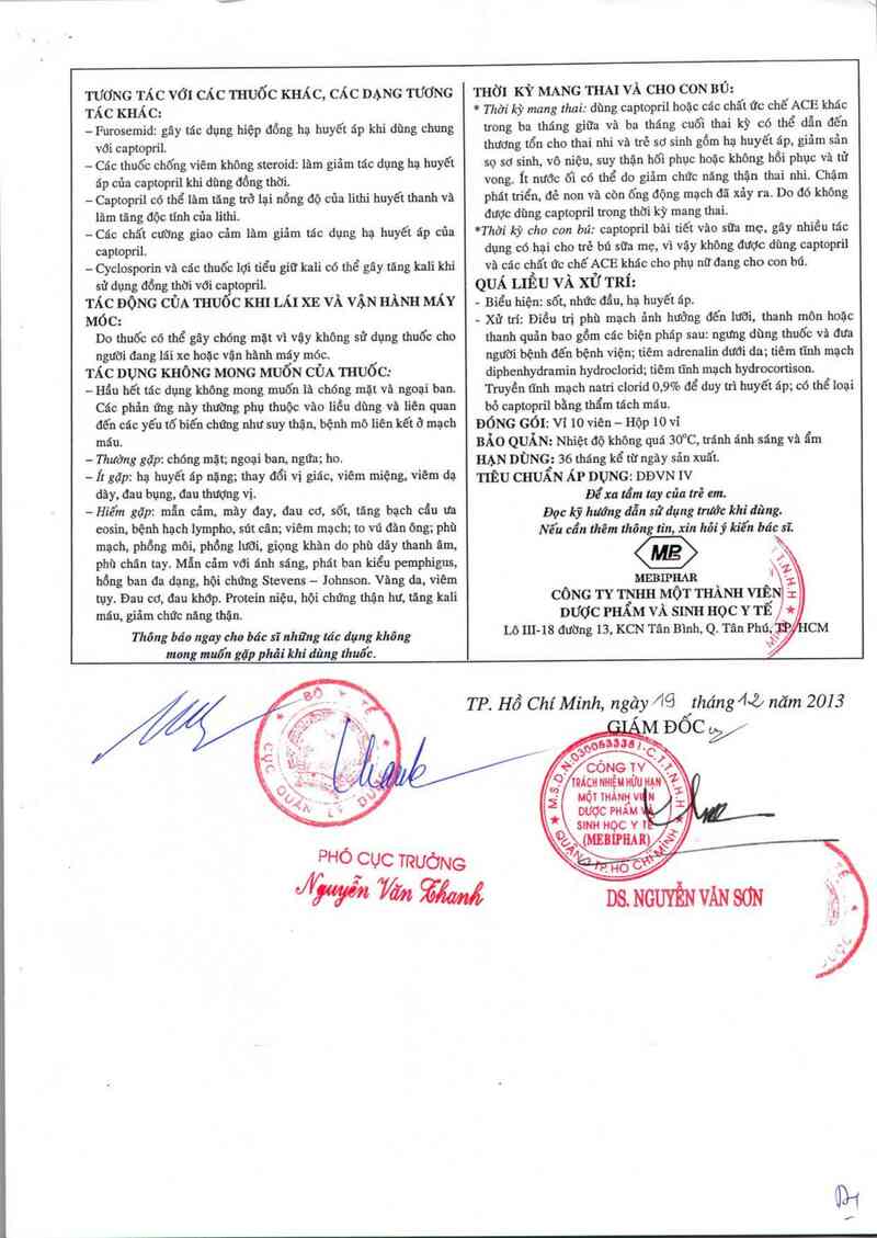 thông tin, cách dùng, giá thuốc Captopril - ảnh 2