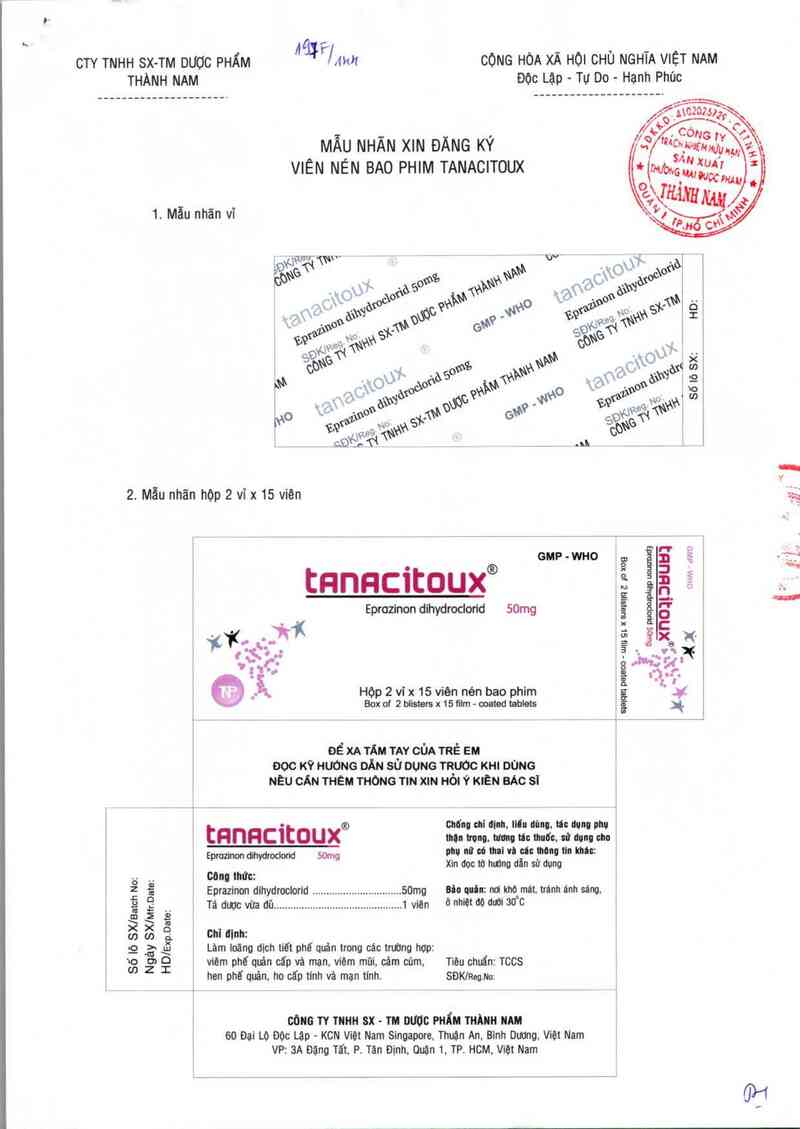 thông tin, cách dùng, giá thuốc Tanacitoux - ảnh 1
