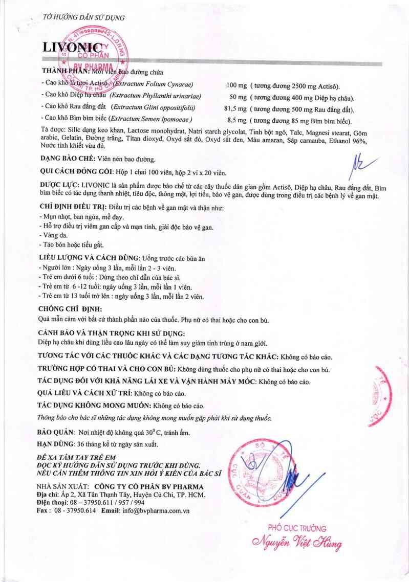 thông tin, cách dùng, giá thuốc Livonic - ảnh 2