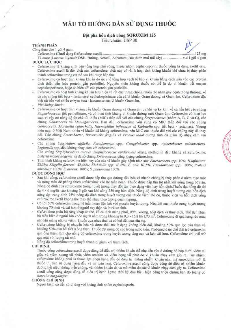 thông tin, cách dùng, giá thuốc Soruxim 125 - ảnh 2