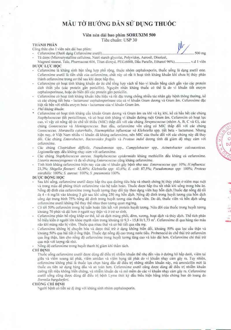 thông tin, cách dùng, giá thuốc Soruxim 500 - ảnh 2