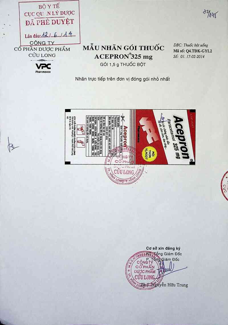 thông tin, cách dùng, giá thuốc Acepron 325 mg - ảnh 0