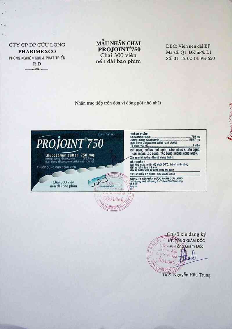 thông tin, cách dùng, giá thuốc Projoint 750 - ảnh 1