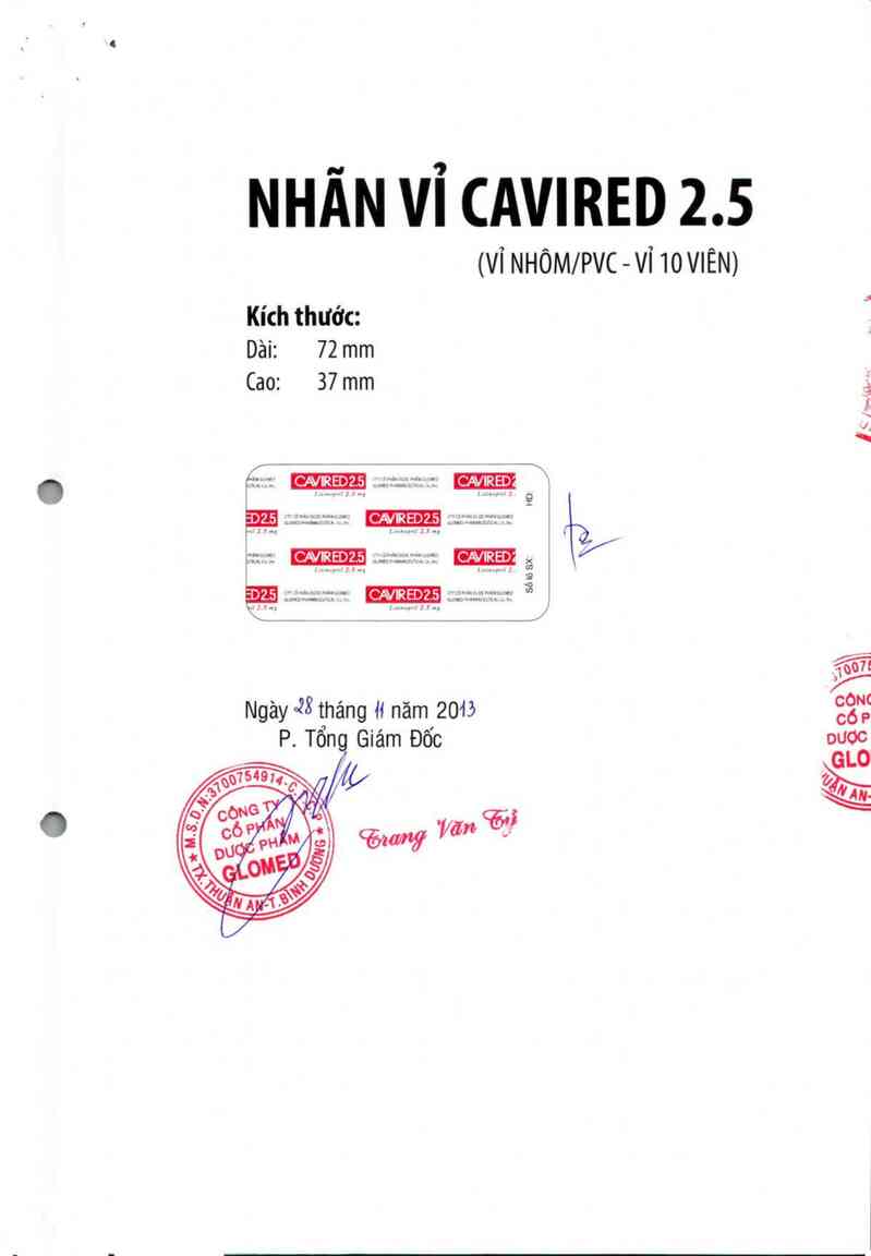 thông tin, cách dùng, giá thuốc Cavired 2.5 - ảnh 1