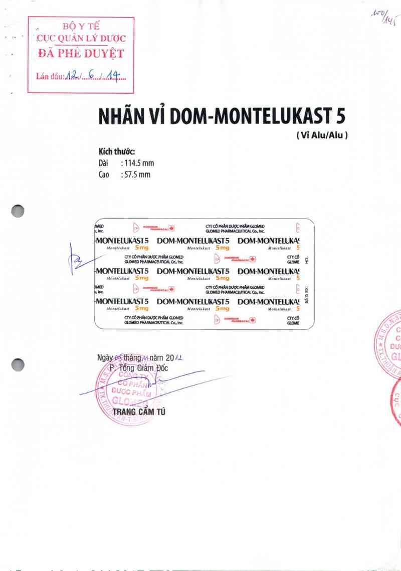 thông tin, cách dùng, giá thuốc Dom-Montelukast 5 - ảnh 0