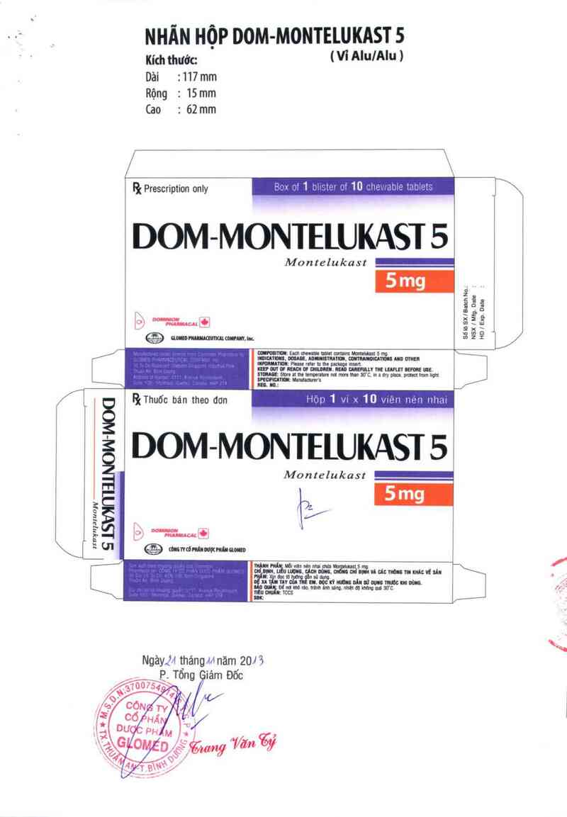 thông tin, cách dùng, giá thuốc Dom-Montelukast 5 - ảnh 1