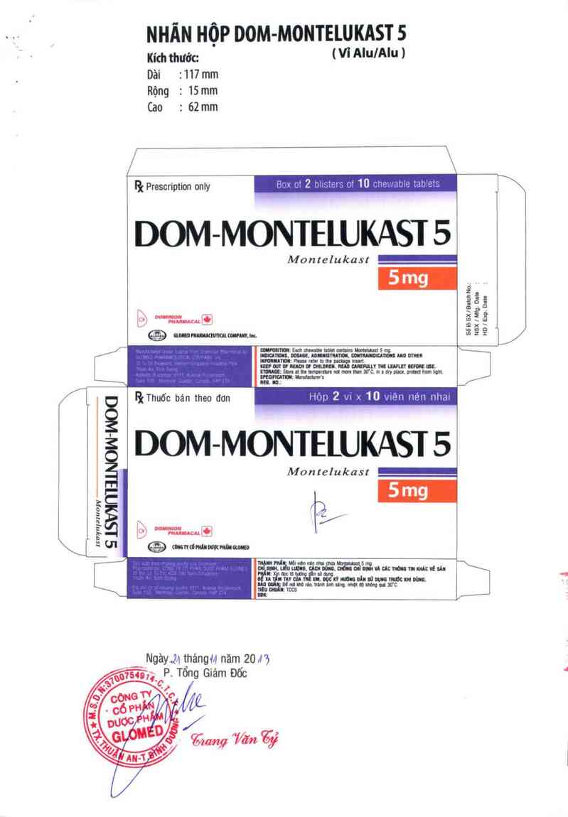 thông tin, cách dùng, giá thuốc Dom-Montelukast 5 - ảnh 2