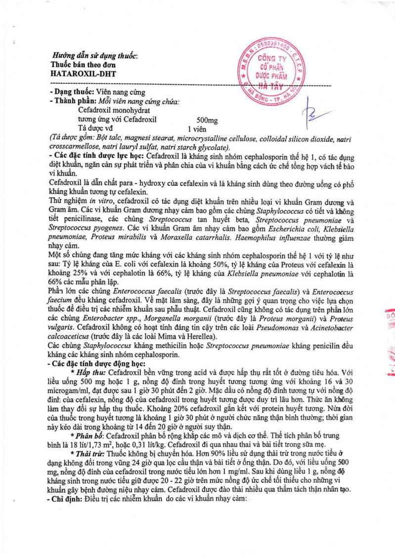 thông tin, cách dùng, giá thuốc Hataroxil-DHT - ảnh 2