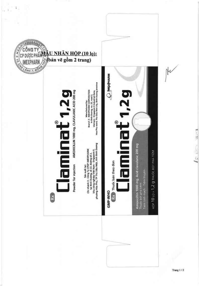 thông tin, cách dùng, giá thuốc Claminat 1,2 g - ảnh 2