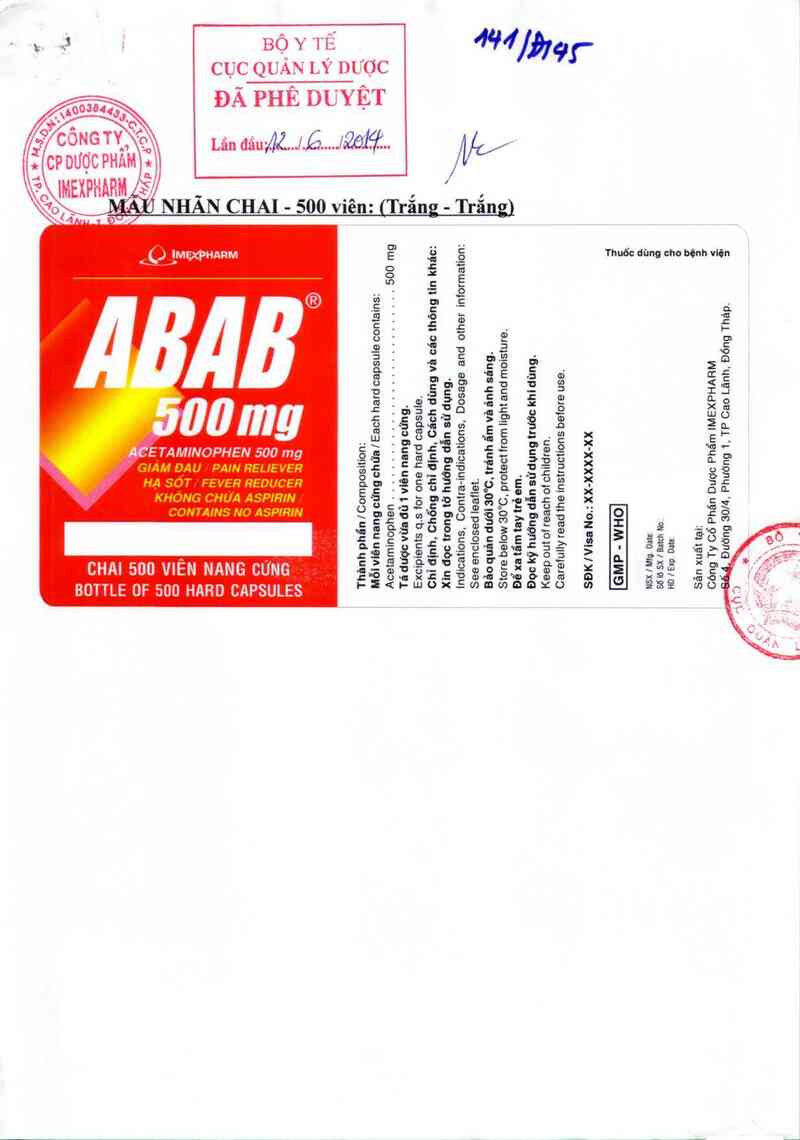 thông tin, cách dùng, giá thuốc ABAB 500mg - ảnh 0